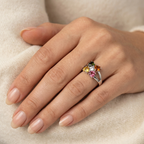 Multicolor Gemstone & Diamond Ring | 2.13 Ct | Floral Cluster Design | Saleh Sallom Jewelry-Saleh Sallom