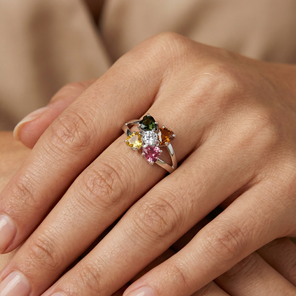 Multicolor Gemstone & Diamond Ring | 2.13 Ct | Floral Cluster Design | Saleh Sallom Jewelry-Saleh Sallom