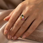 Multicolor Gemstone & Diamond Ring | 2.13 Ct | Floral Cluster Design | Saleh Sallom Jewelry-Saleh Sallom