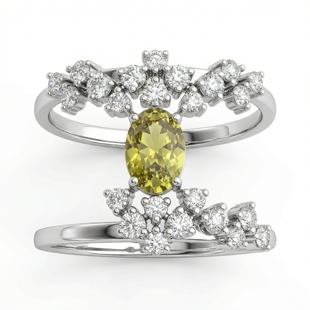 Natural Yellow Sapphire & Diamond Ring | 1.39 Ct Diamonds | Floral Wrap Design | Saleh Sallom Jewelry-Saleh Sallom