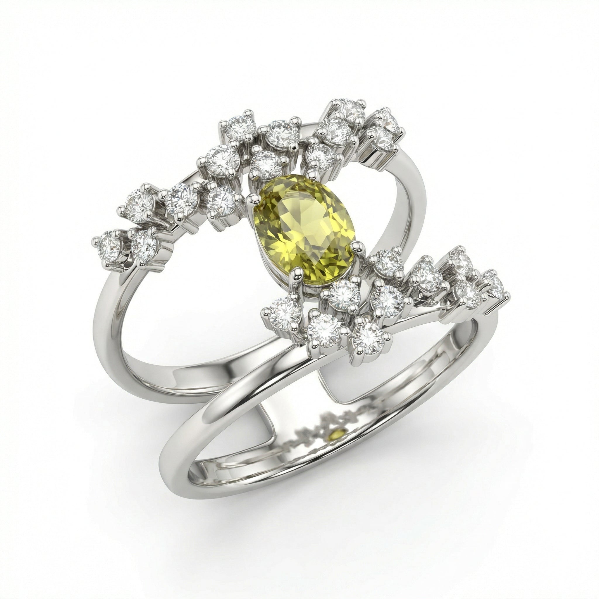 Natural Yellow Sapphire & Diamond Ring | 1.39 Ct Diamonds | Floral Wrap Design | Saleh Sallom Jewelry Secondary image