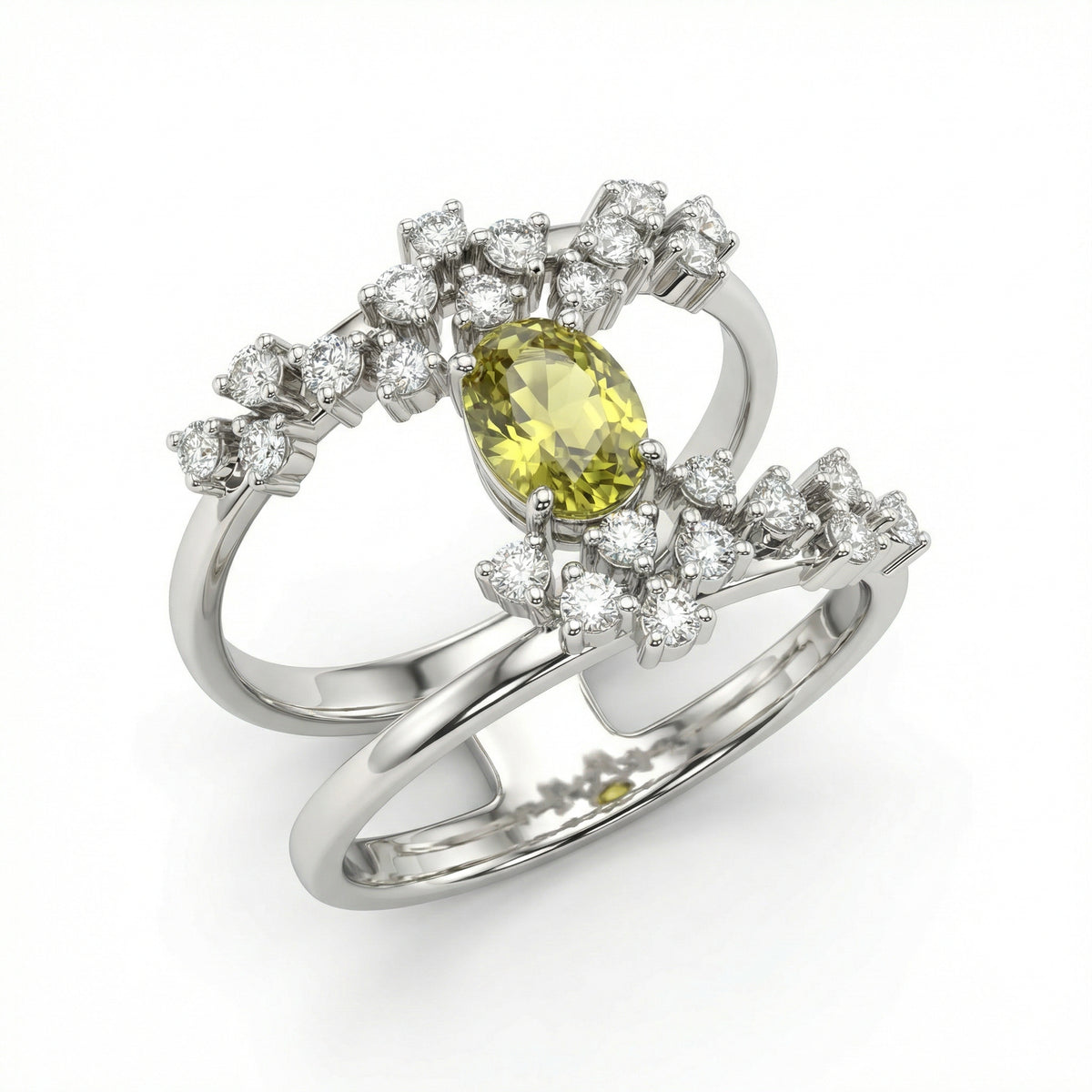 Natural Yellow Sapphire & Diamond Ring | 1.39 Ct Diamonds | Floral Wrap Design | Saleh Sallom Jewelry-Saleh Sallom