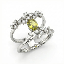 Natural Yellow Sapphire & Diamond Ring | 1.39 Ct Diamonds | Floral Wrap Design | Saleh Sallom Jewelry-Saleh Sallom