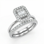 Natural Diamond Bridal Set | 0.95 Ct | VS–SI Clarity | Elegant Halo & Band Set | Saleh Sallom Jewelry-Saleh Sallom