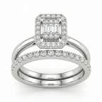 Natural Diamond Bridal Set | 0.95 Ct | VS–SI Clarity | Elegant Halo & Band Set | Saleh Sallom Jewelry-Saleh Sallom