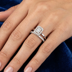 Natural Diamond Bridal Set | 0.95 Ct | VS–SI Clarity | Elegant Halo & Band Set | Saleh Sallom Jewelry-Saleh Sallom