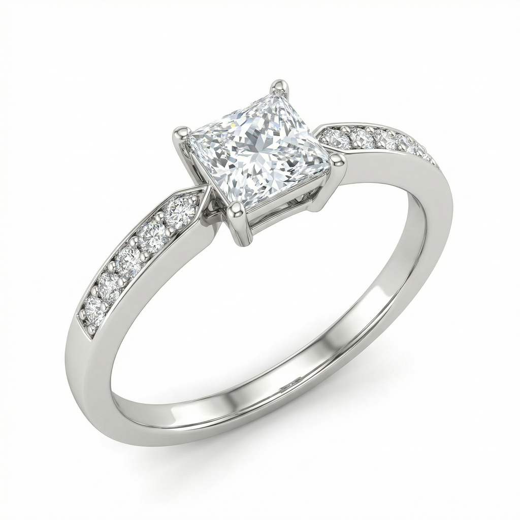 Natural Diamond Princess Cut Ring | 0.59 Ct Diamonds | Elegant Solitaire Design | Saleh Sallom-Saleh Sallom