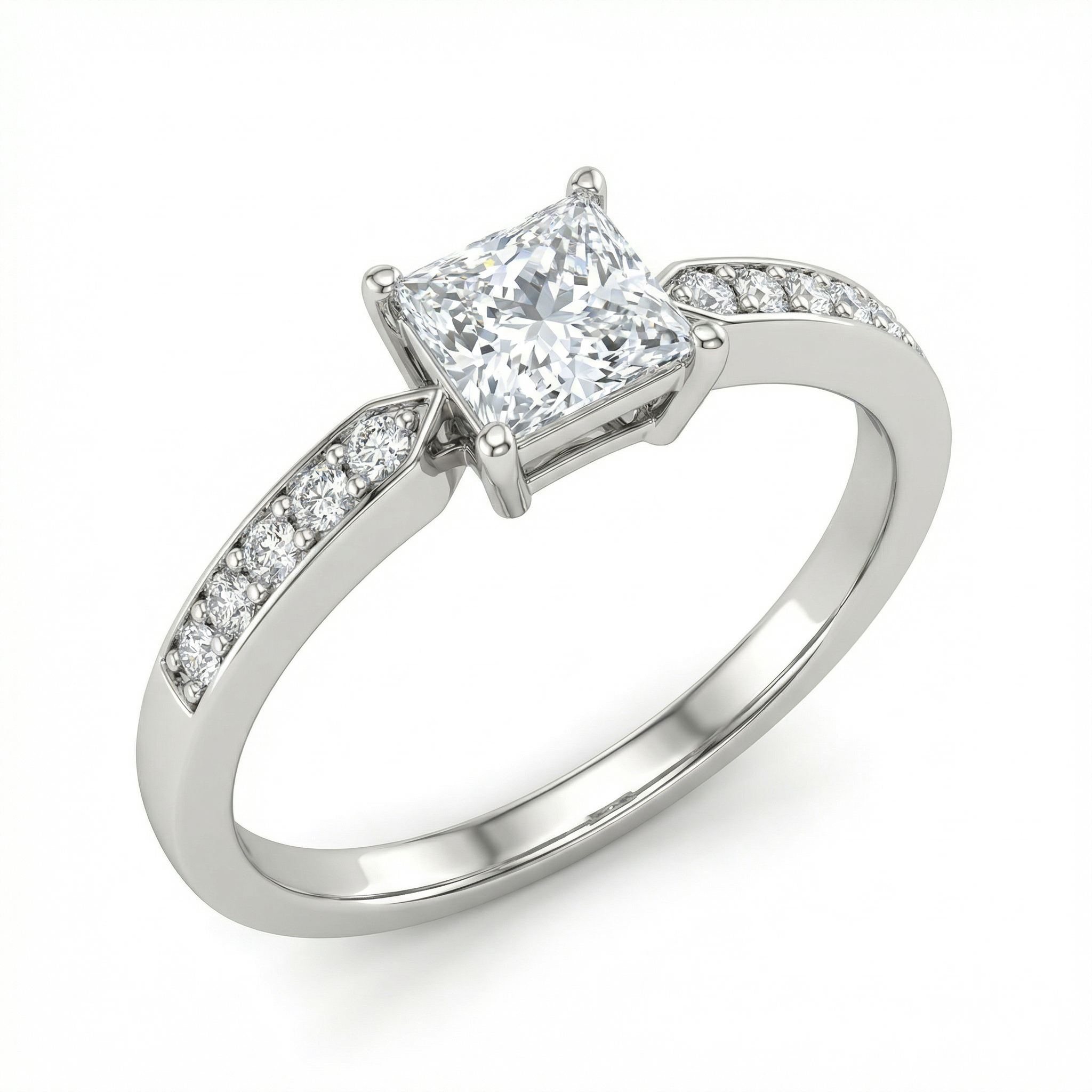 Natural Diamond Princess Cut Ring | 0.59 Ct Diamonds | Elegant Solitaire Design | Saleh Sallom-Saleh Sallom