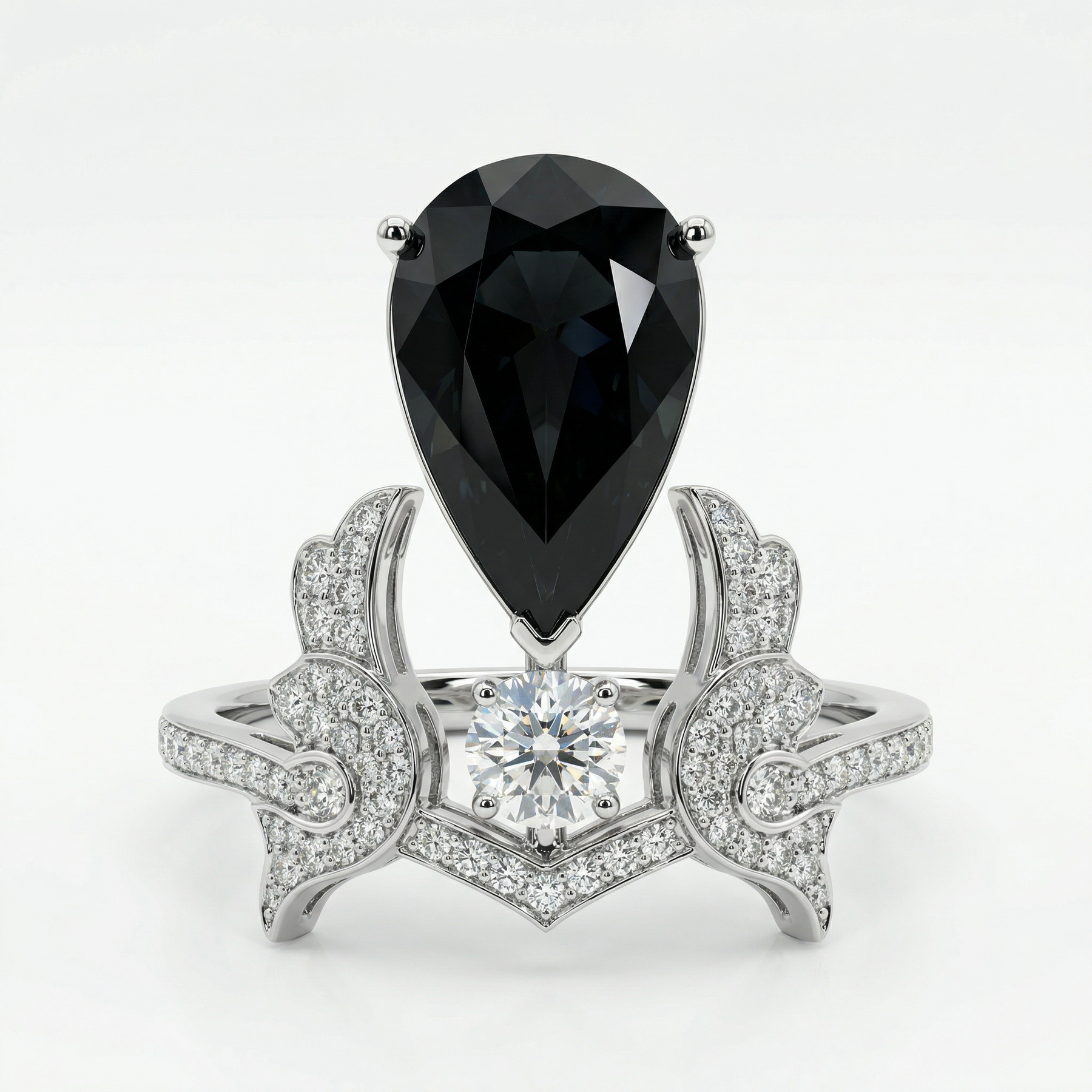 Natural Black Sapphire & Diamond Ring | 0.55 Ct Diamonds | G–H, SI–I | Saleh Sallom-Saleh Sallom