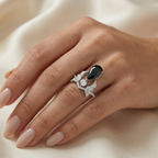 Natural Black Sapphire & Diamond Ring | 0.55 Ct Diamonds | G–H, SI–I | Saleh Sallom-Saleh Sallom