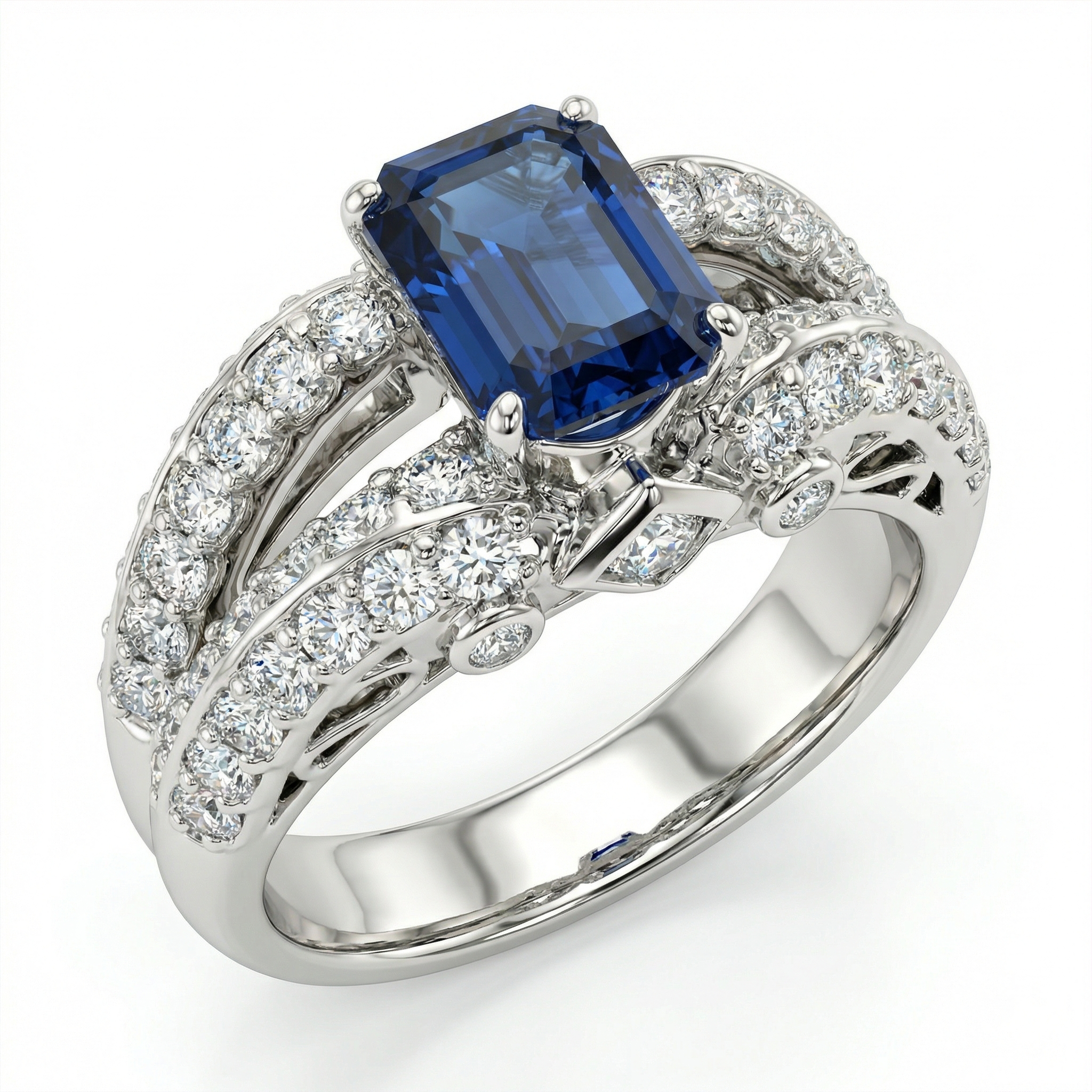Natural Blue Sapphire & Diamond Ring | 1.49 Ct Diamonds | Luxury Statement | Saleh Sallom-Saleh Sallom