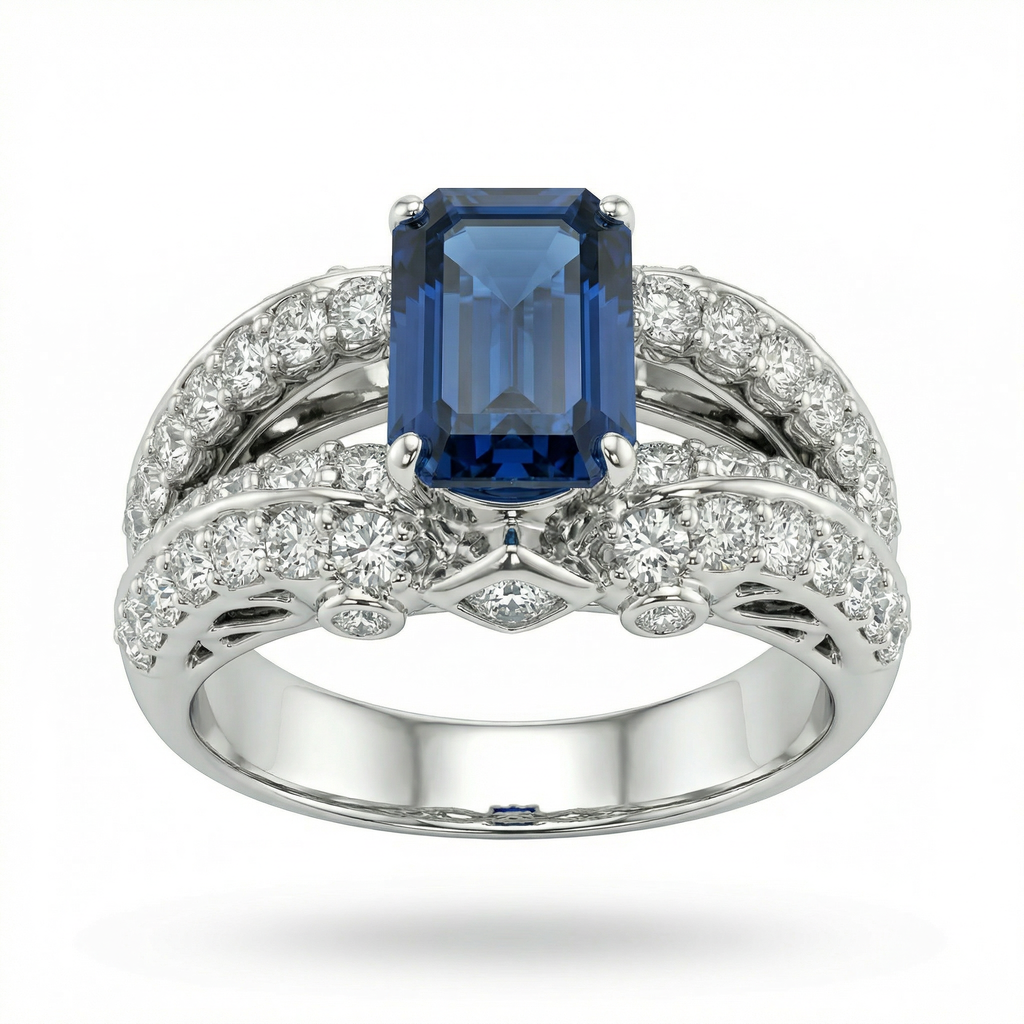 Natural Blue Sapphire & Diamond Ring | 1.49 Ct Diamonds | Luxury Statement | Saleh Sallom-Saleh Sallom
