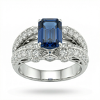 Natural Blue Sapphire & Diamond Ring | 1.49 Ct Diamonds | Luxury Statement | Saleh Sallom-Saleh Sallom