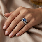 Natural Blue Sapphire & Diamond Ring | 1.49 Ct Diamonds | Luxury Statement | Saleh Sallom-Saleh Sallom