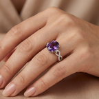 Natural Amethyst & Diamond Ring | 0.37 Ct Diamonds | Elegant Twist Design | Saleh Sallom-Saleh Sallom