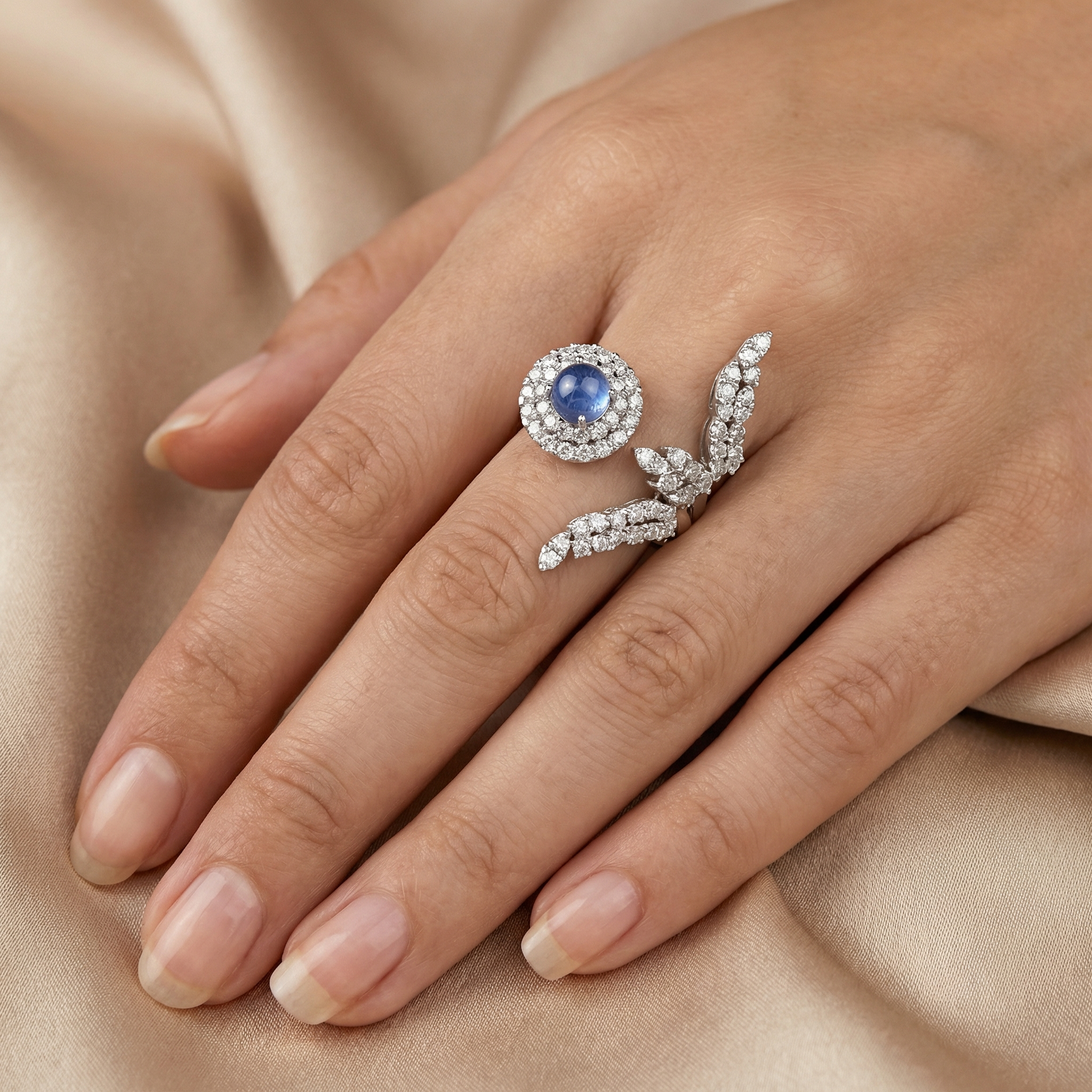 Natural Star Sapphire & Diamond Ring | 1.00 Ct Diamonds | VVS1 | High Jewelry | Saleh Sallom-Saleh Sallom
