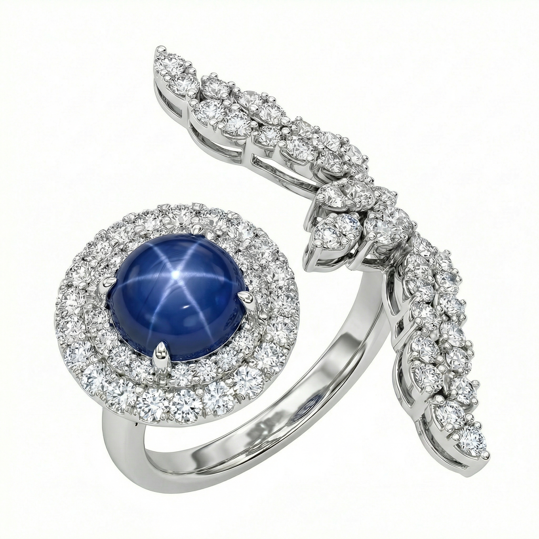 Natural Star Sapphire & Diamond Ring | 1.00 Ct Diamonds | VVS1 | High Jewelry | Saleh Sallom-Saleh Sallom Main image