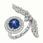 Natural Star Sapphire & Diamond Ring | 1.00 Ct Diamonds | VVS1 | High Jewelry | Saleh Sallom-Saleh Sallom