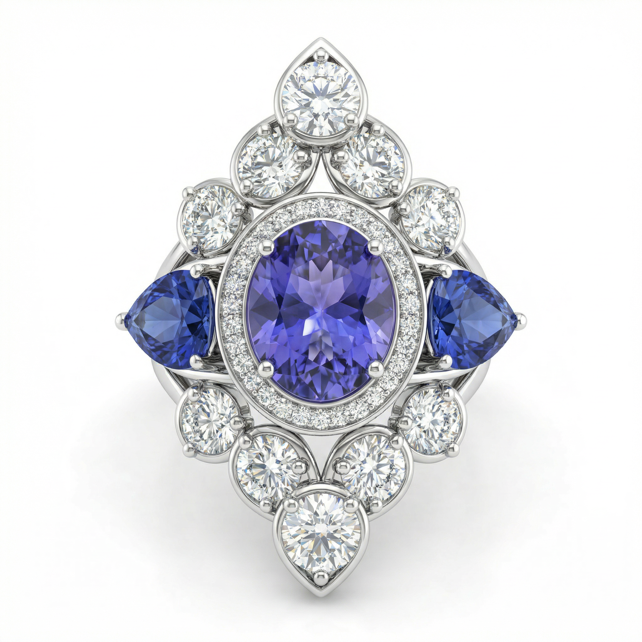 Natural Tanzanite & Diamond Ring | 6.48 Ct Diamonds | High Jewelry Statement | Saleh Sallom-Saleh Sallom Main image