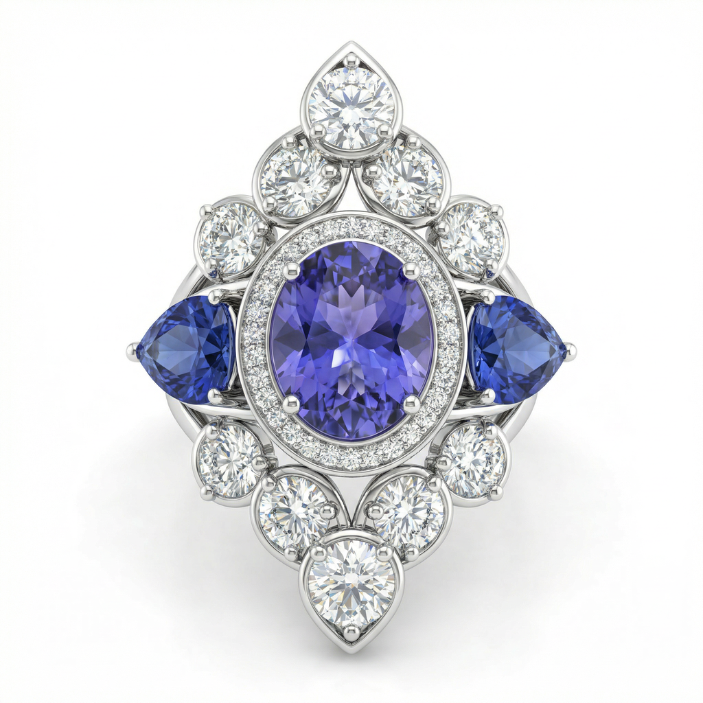 Natural Tanzanite & Diamond Ring | 6.48 Ct Diamonds | High Jewelry Statement | Saleh Sallom-Saleh Sallom