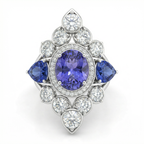 Natural Tanzanite & Diamond Ring | 6.48 Ct Diamonds | High Jewelry Statement | Saleh Sallom-Saleh Sallom