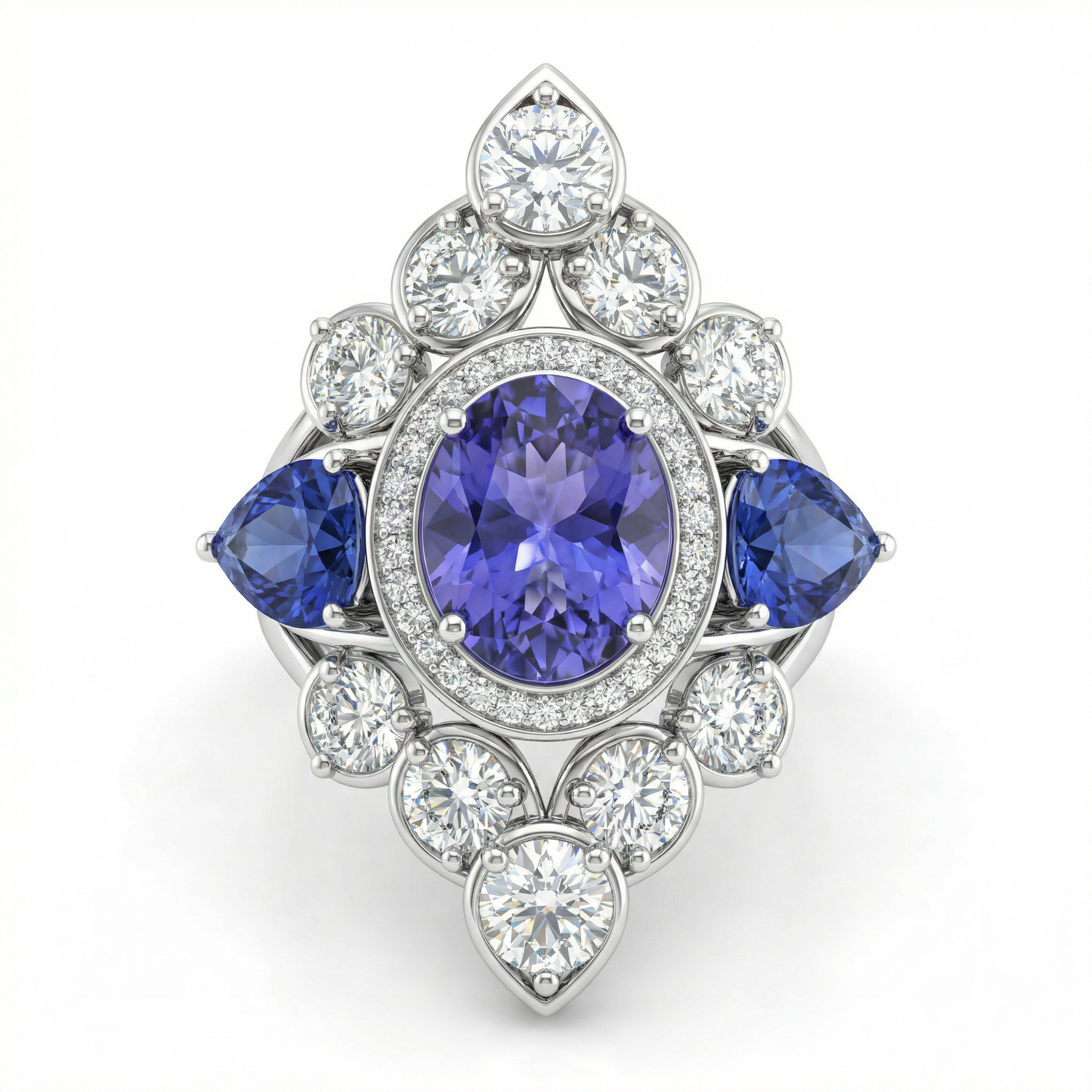 Natural Tanzanite & Diamond Ring | 6.48 Ct Diamonds | High Jewelry Statement | Saleh Sallom-Saleh Sallom