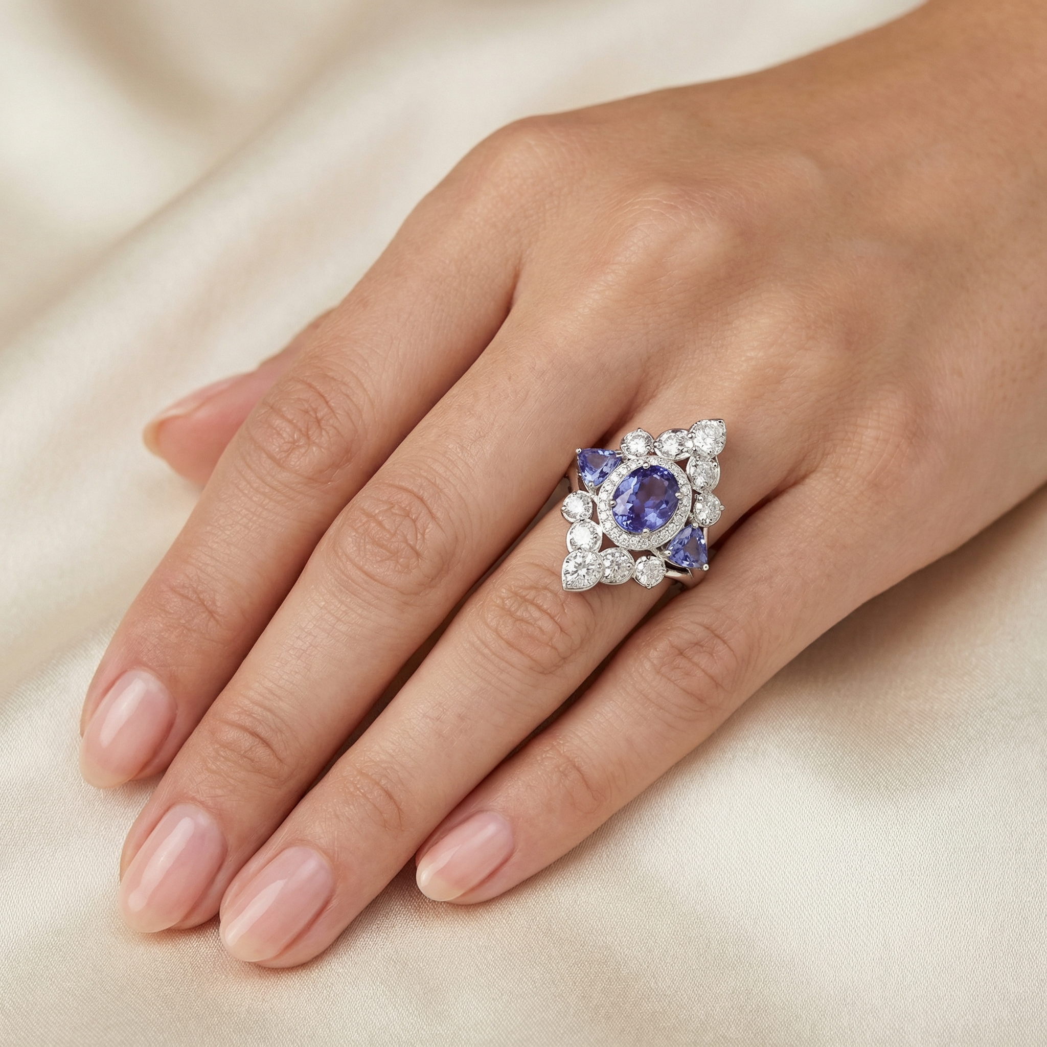 Natural Tanzanite & Diamond Ring | 6.48 Ct Diamonds | High Jewelry Statement | Saleh Sallom-Saleh Sallom