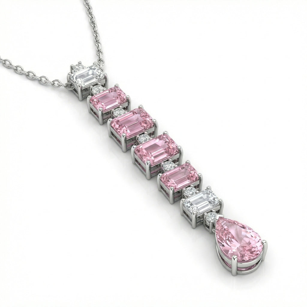 Lab Grown Pink Diamond Drop Necklace | 21.24 Ct | White Gold | Saleh Sallom-Saleh Sallom
