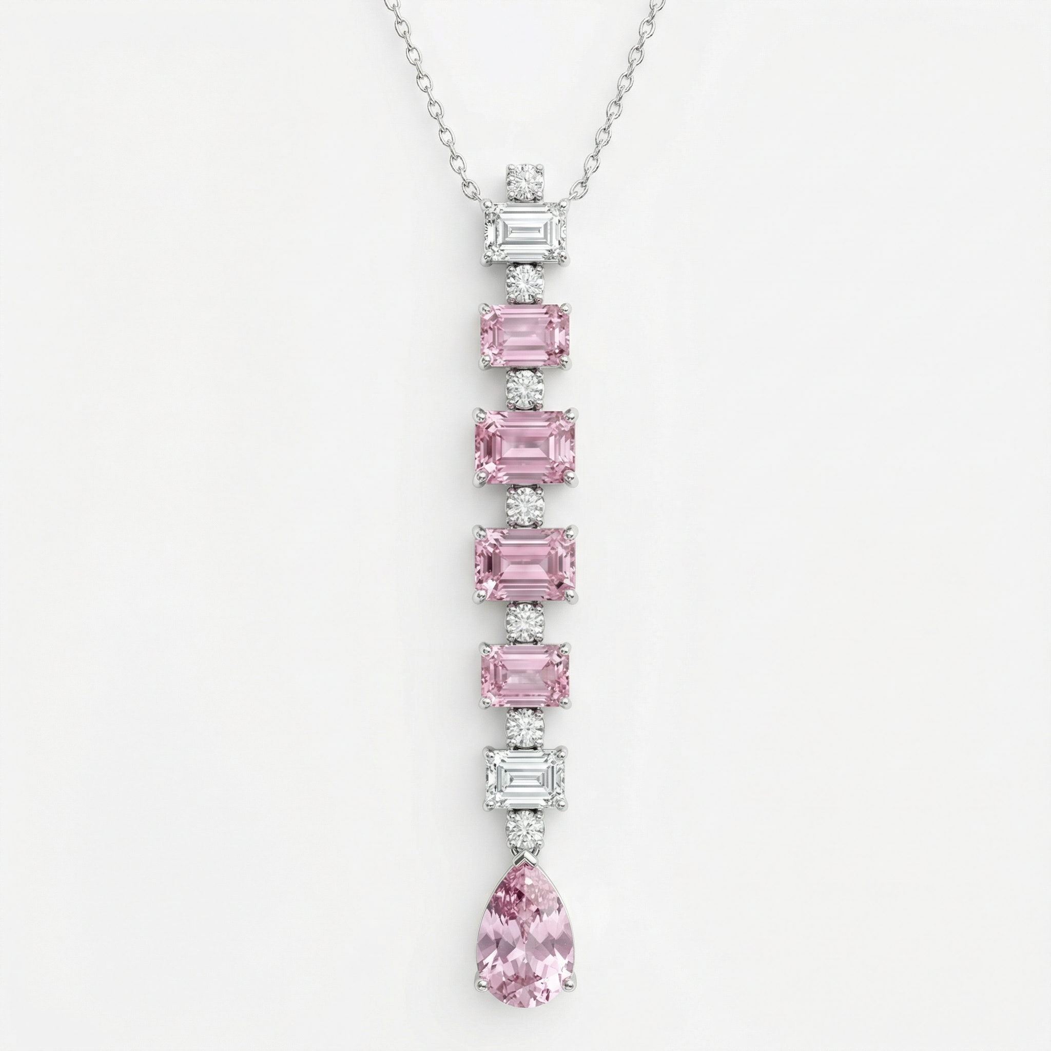 Lab Grown Pink Diamond Drop Necklace | 21.24 Ct | White Gold | Saleh Sallom-Saleh Sallom Main image