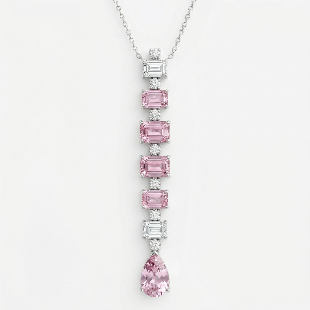 Lab Grown Pink Diamond Drop Necklace | 21.24 Ct | White Gold | Saleh Sallom-Saleh Sallom