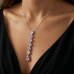 Lab Grown Pink Diamond Drop Necklace | 21.24 Ct | White Gold | Saleh Sallom-Saleh Sallom