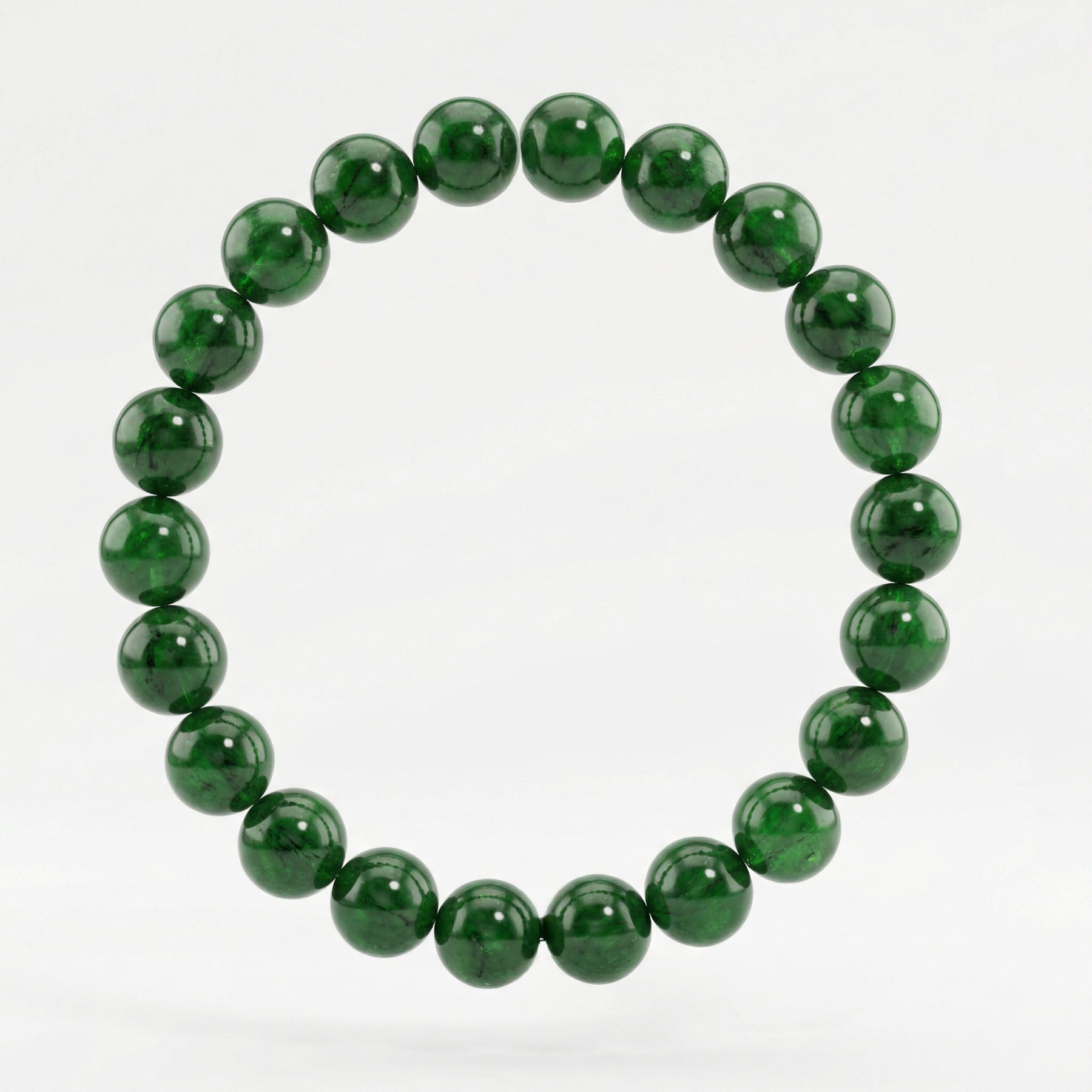 Natural Vivid Green Jade Round Beaded Bracelet