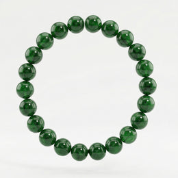Natural Vivid Green Jade Round Beaded Bracelet