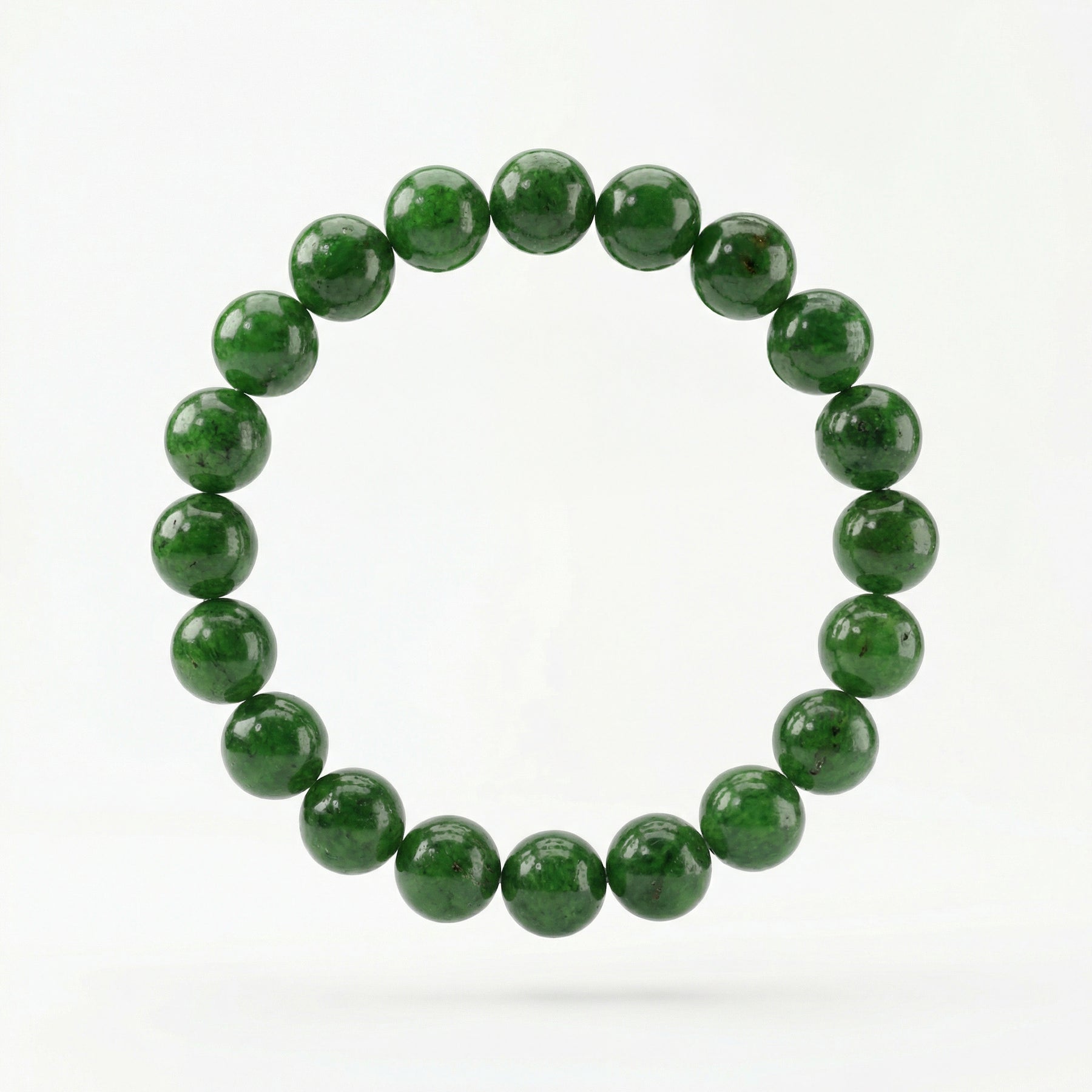 Natural Green Jade Round Beaded Bracelet