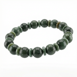Natural Green Jade Round Beaded Bracelet