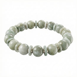 Natural Green Jade Round Beaded Bracelet with Jade Spacers