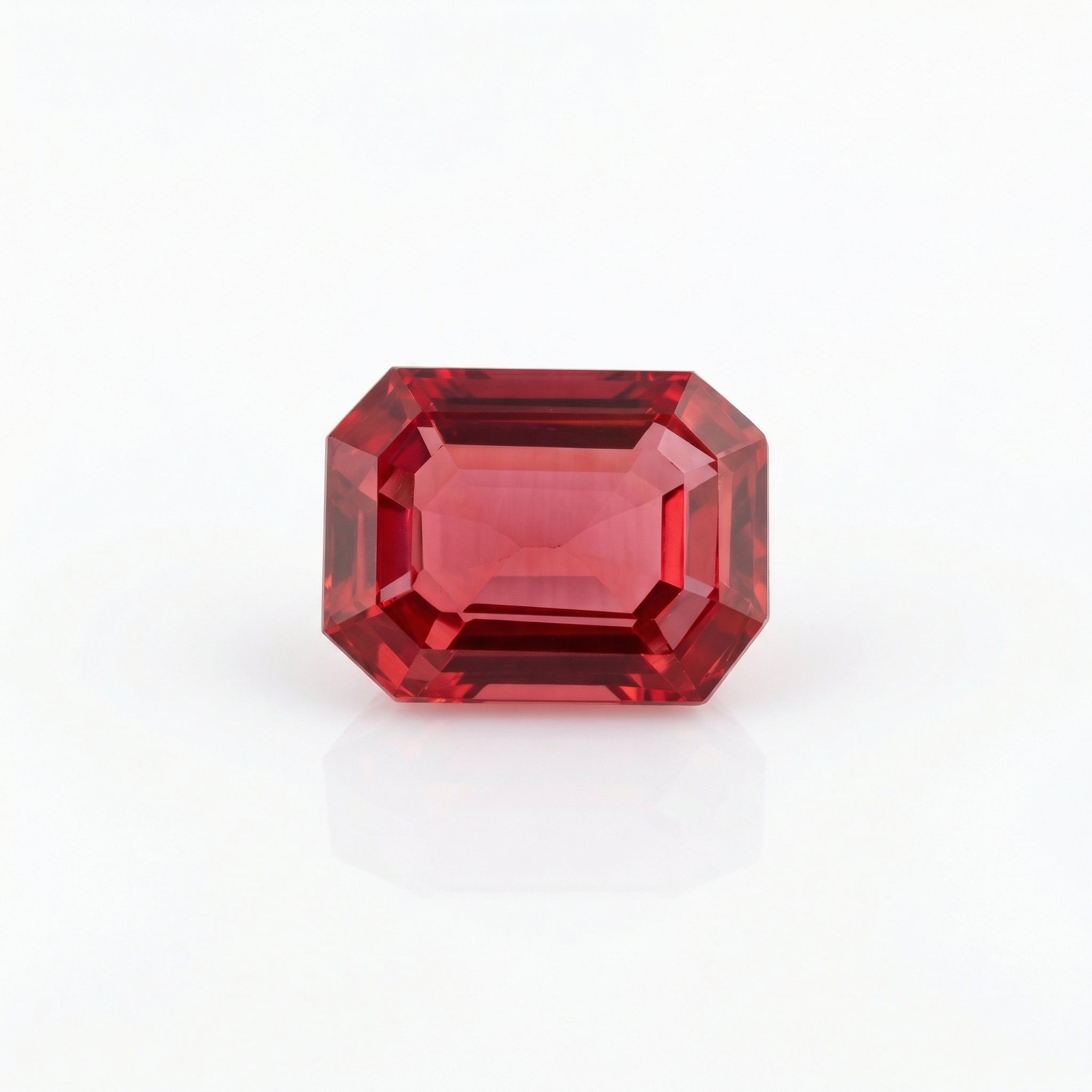 IGI Certified Laboratory Grown Orangy Red Ruby | 9.87 Carat Emerald Cut | Luxury Gemstone-Saleh Sallom Main image