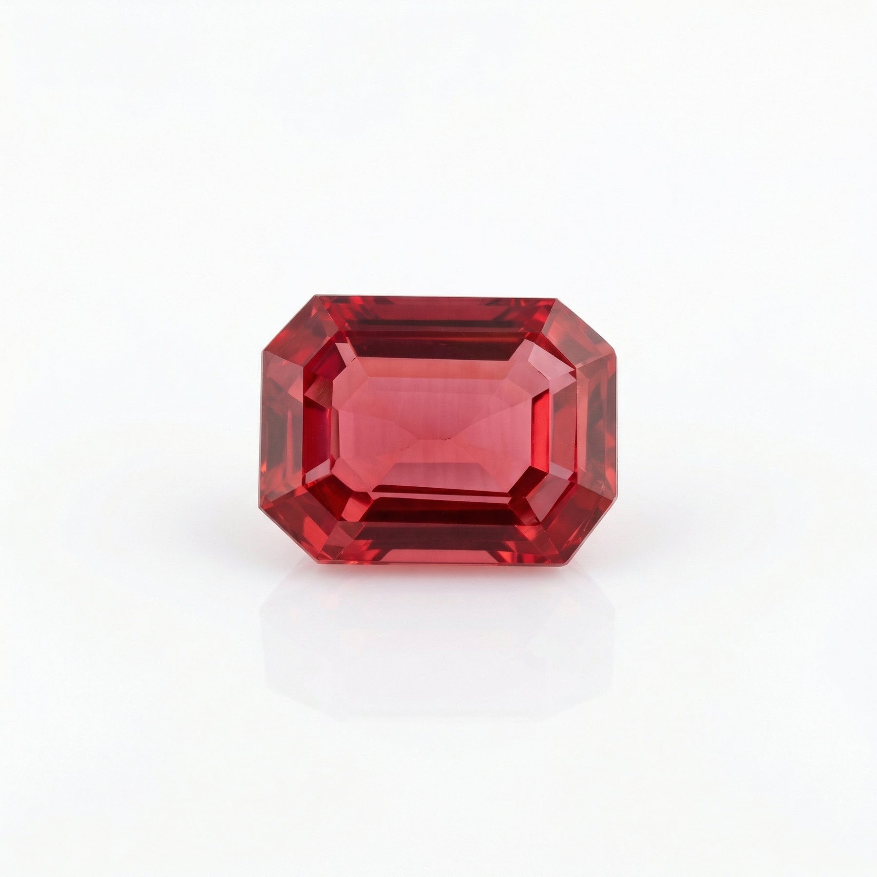 IGI Certified Laboratory Grown Orangy Red Ruby | 9.87 Carat Emerald Cut | Luxury Gemstone-Saleh Sallom