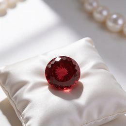 IGI Certified Laboratory Grown Ruby | 28.34 Carat Round Cut | Red-Saleh Sallom