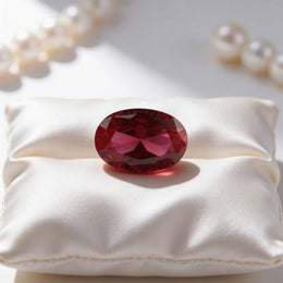 IGI Certified Laboratory Grown Ruby | 6.94 Carat Oval Brilliant Cut | Purplish Red-Saleh Sallom