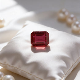 IGI Certified Laboratory Grown Ruby | 9.51 Carat Emerald Cut | Purplish Red-Saleh Sallom