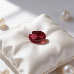 IGI Certified Laboratory Grown Ruby | 7.07 Carat Oval Brilliant Cut | Purplish Red Luxury Gemstone-Saleh Sallom