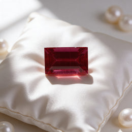 IGI Certified Laboratory Grown Ruby | 4.79 Carat Rectangular Step Cut | Purplish Red Ruby-Saleh Sallom