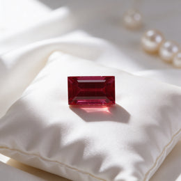IGI Certified Laboratory Grown Ruby | 4.79 Carat Rectangular Step Cut | Purplish Red Ruby-Saleh Sallom