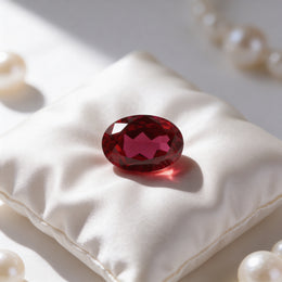 IGI Certified Laboratory Grown Ruby | 8.13 Carat Oval Mixed Cut | Purplish Red Collector Ruby-Saleh Sallom