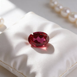 IGI Certified Laboratory Grown Ruby | 8.04 Carat Oval Mixed Cut | Purplish Red Collector Gemstone-Saleh Sallom