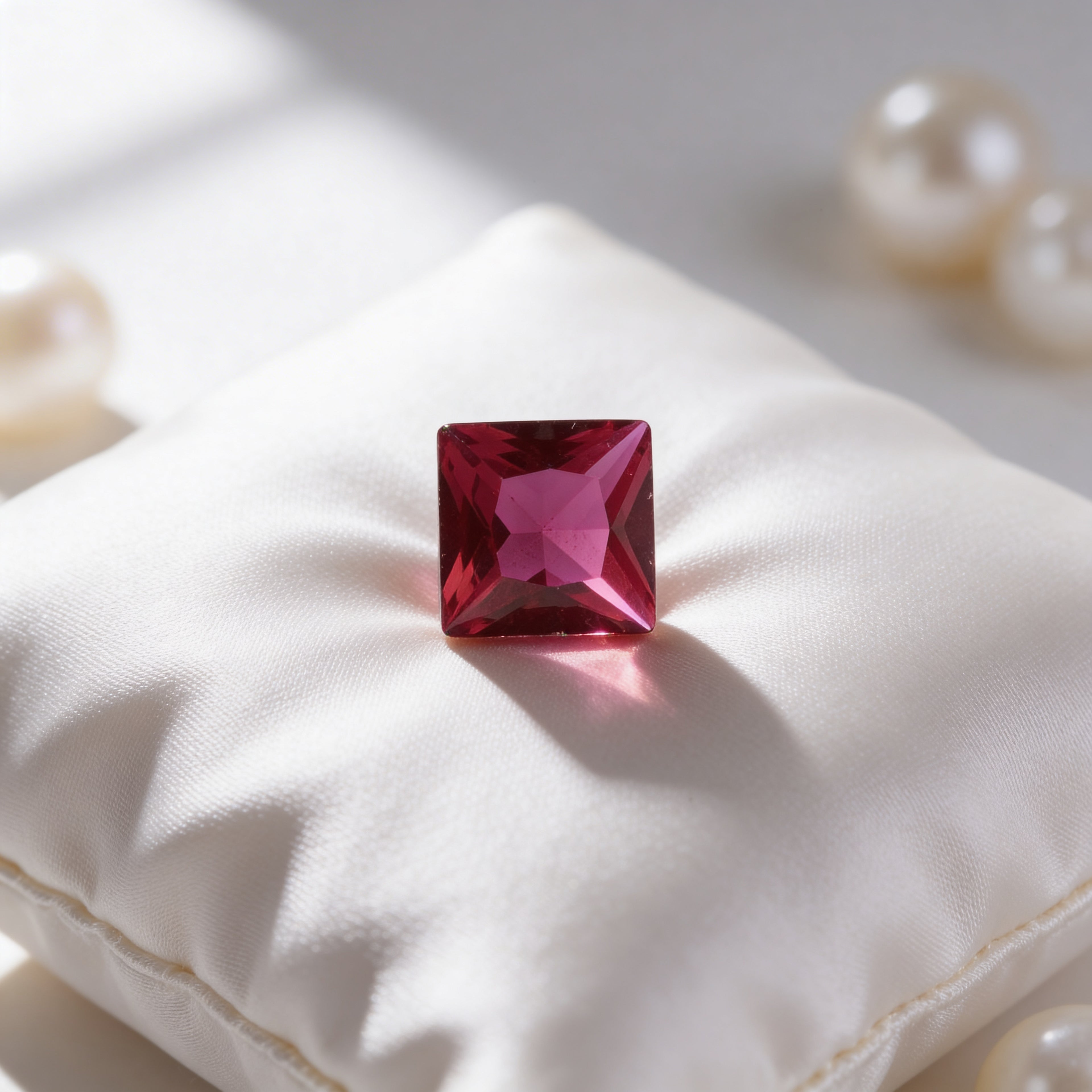 IGI Certified Laboratory Grown Ruby | 1.25 Carat Princess Cut | Purplish Red Gemstone