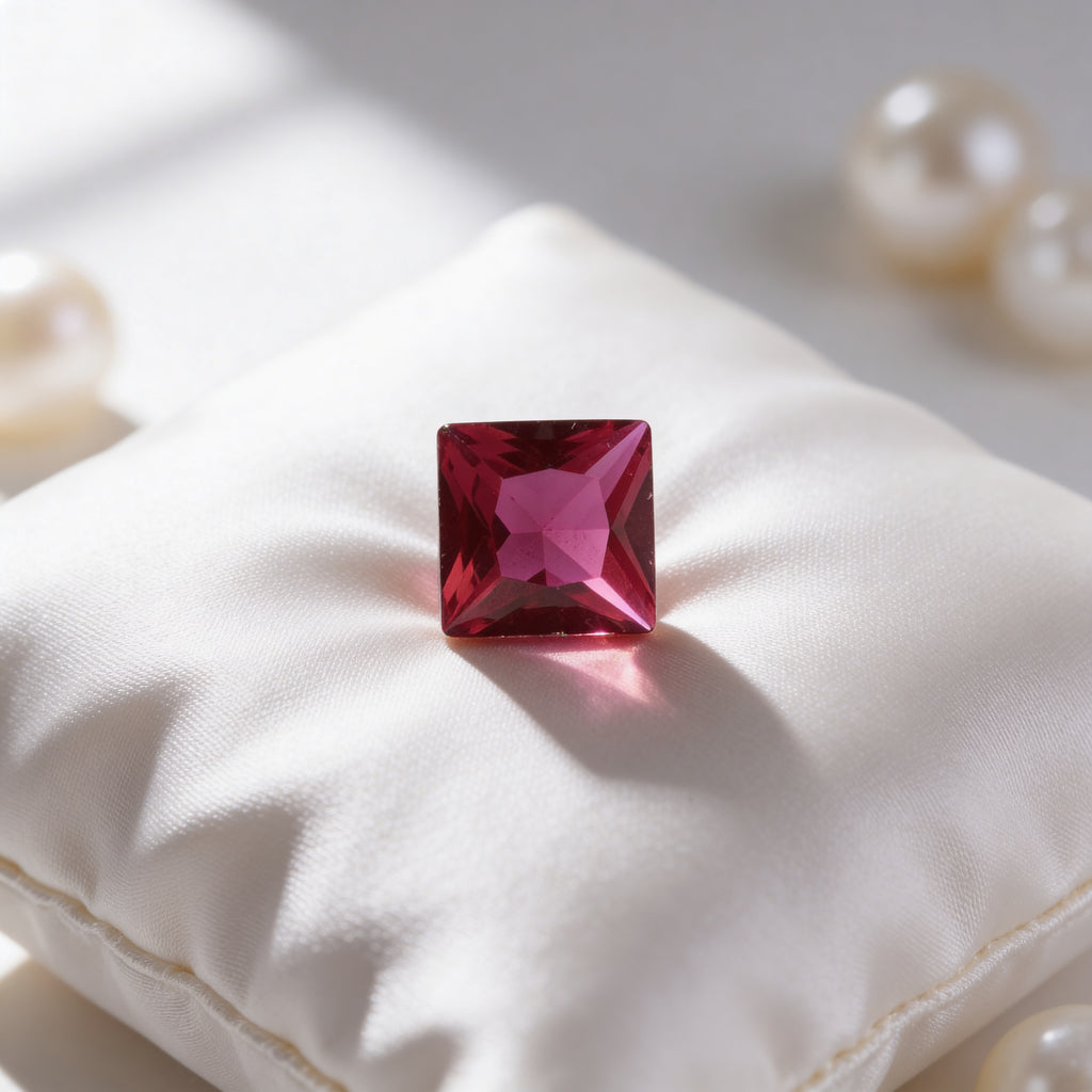 IGI Certified Laboratory Grown Ruby | 1.27 Carat Princess Cut | Purplish Red Ruby Gemstone
