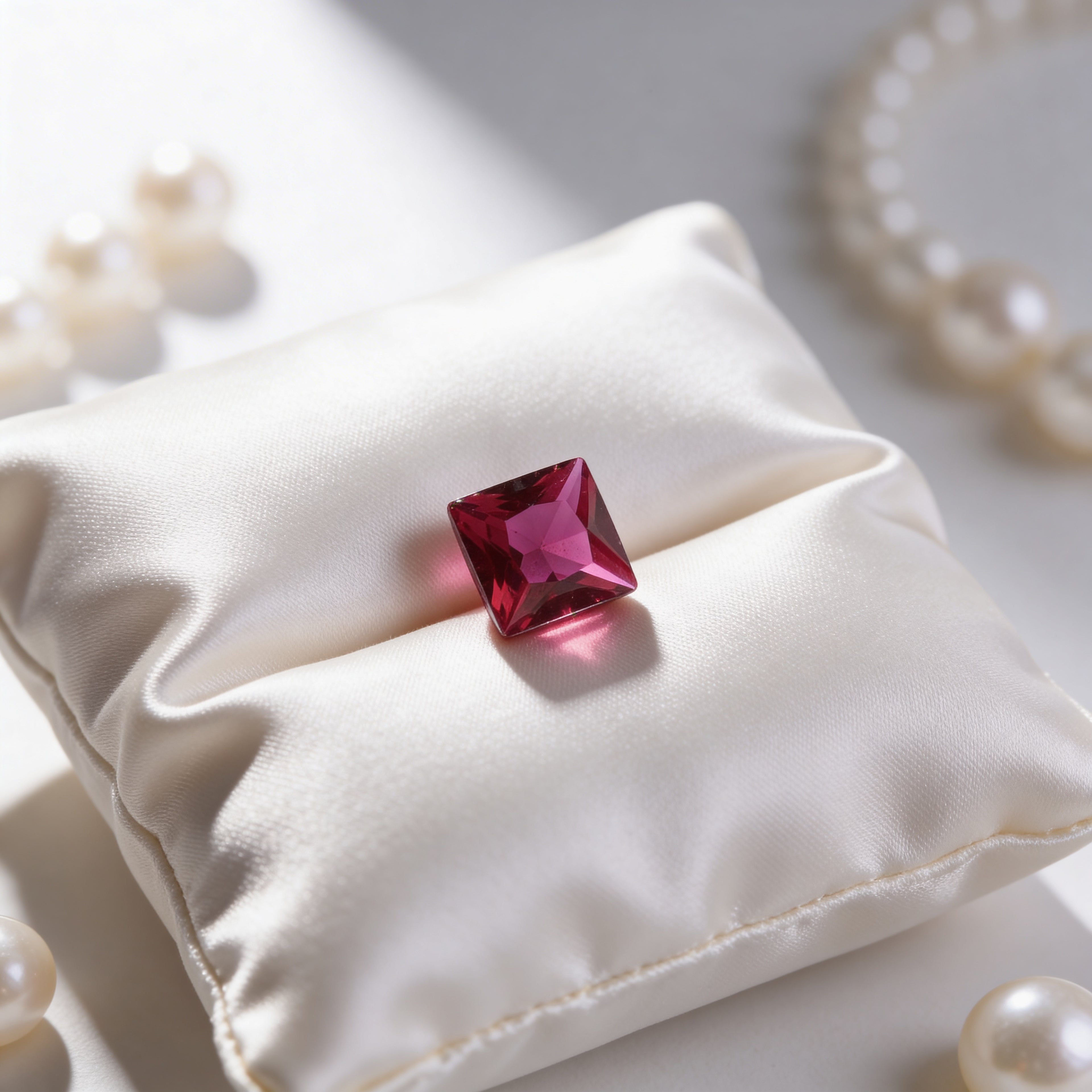 IGI Certified Laboratory Grown Ruby | 1.27 Carat Princess Cut | Purplish Red Ruby Gemstone