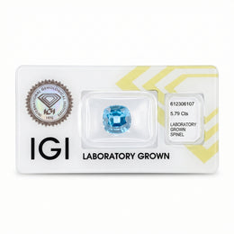 IGI Certified Laboratory Grown Blue Spinel | 5.79 Carat Square Cushion Mixed Cut | Luxury Gemstone-Saleh Sallom